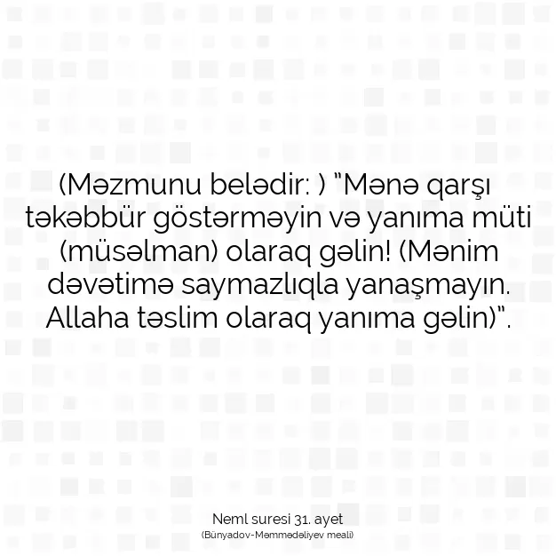 Ayetbul | Kuran Mealleri | Quran | Neml suresi 31. ayet