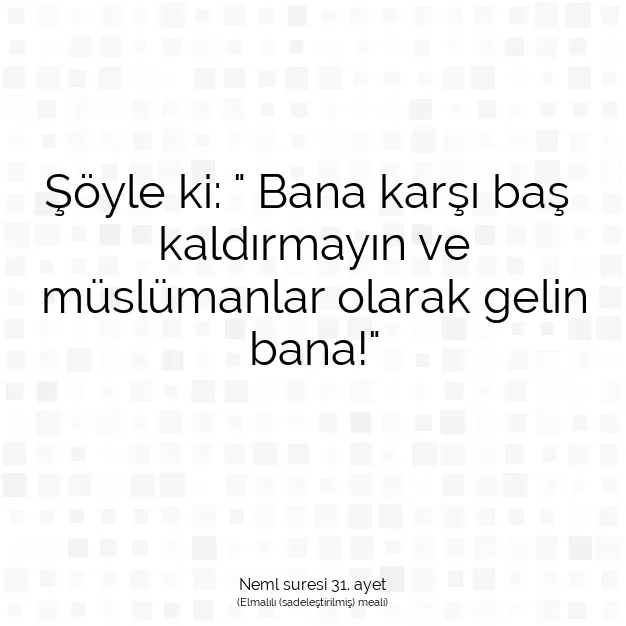 Ayetbul | Kuran Mealleri | Quran | Neml suresi 31. ayet