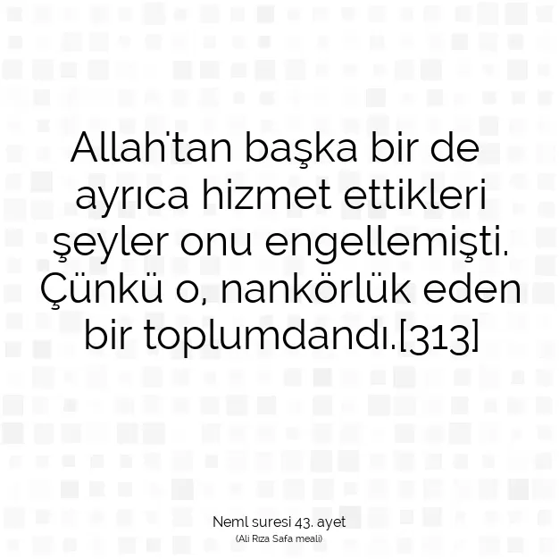 Ayetbul | Kuran Mealleri | Quran | Neml suresi 43. ayet