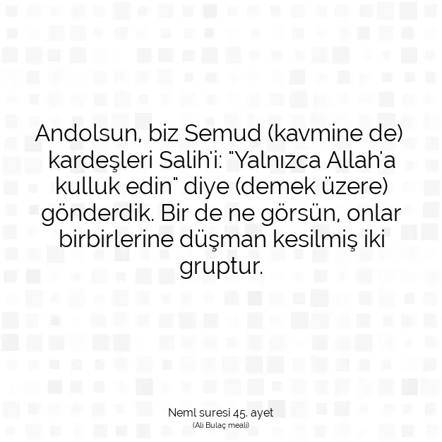 Ayetbul | Kuran Mealleri | Quran | Neml suresi 45. ayet