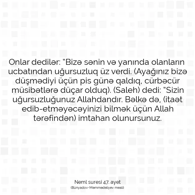 Ayetbul | Kuran Mealleri | Quran | Neml suresi 47. ayet