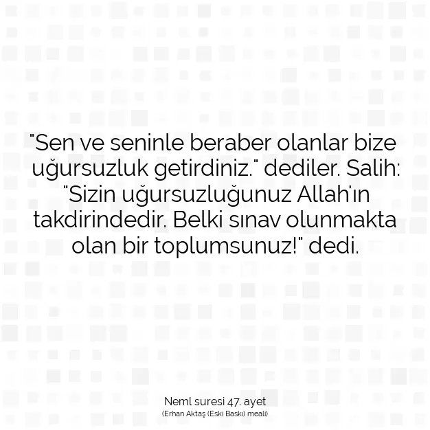 Ayetbul | Kuran Mealleri | Quran | Neml suresi 47. ayet