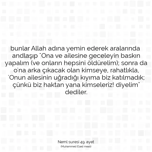 Ayetbul | Kuran Mealleri | Quran | Neml suresi 49. ayet