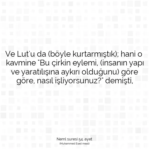 Ayetbul | Kuran Mealleri | Quran | Neml suresi 54. ayet