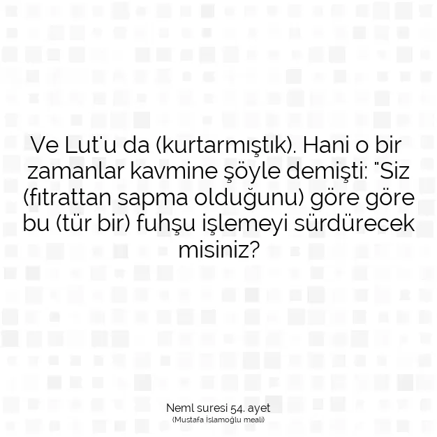 Ayetbul | Kuran Mealleri | Quran | Neml suresi 54. ayet