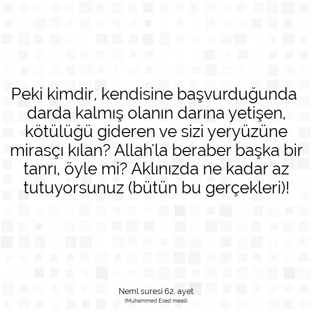 Ayetbul | Kuran Mealleri | Quran | Neml suresi 62. ayet