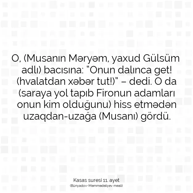 Ayetbul | Kuran Mealleri | Quran | Kasas suresi 11. ayet