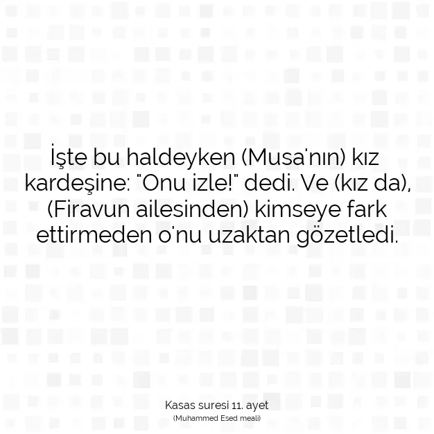 Ayetbul | Kuran Mealleri | Quran | Kasas suresi 11. ayet