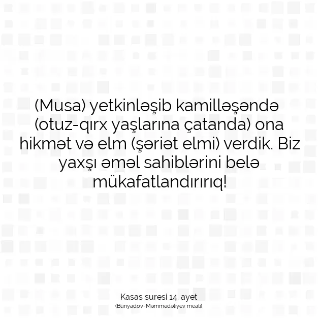 Ayetbul | Kuran Mealleri | Quran | Kasas suresi 14. ayet