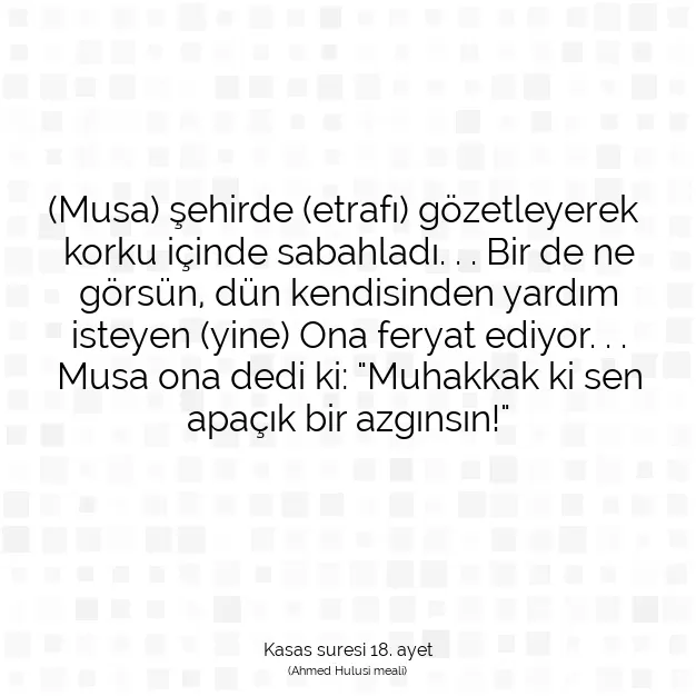 Ayetbul | Kuran Mealleri | Quran | Kasas suresi 18. ayet