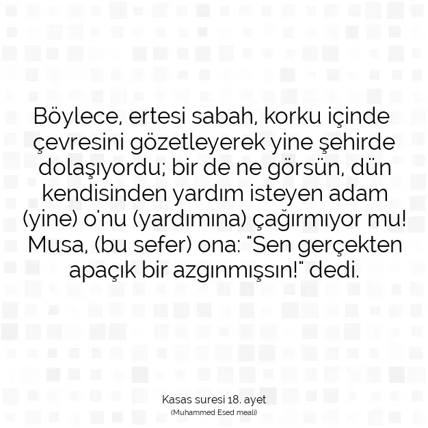 Ayetbul | Kuran Mealleri | Quran | Kasas suresi 18. ayet