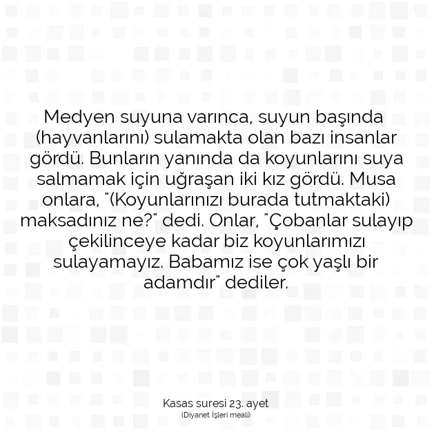 Ayetbul | Kuran Mealleri | Quran | Kasas suresi 23. ayet