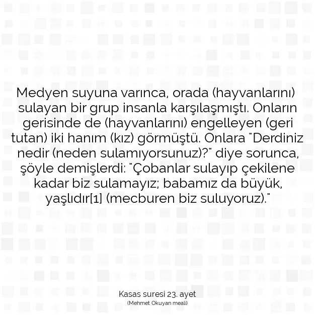 Ayetbul | Kuran Mealleri | Quran | Kasas suresi 23. ayet