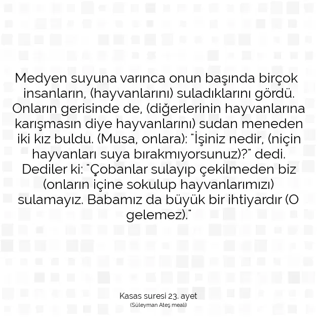 Ayetbul | Kuran Mealleri | Quran | Kasas suresi 23. ayet