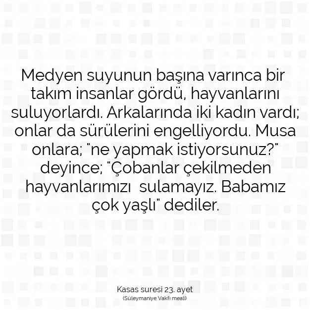 Ayetbul | Kuran Mealleri | Quran | Kasas suresi 23. ayet