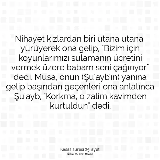 Ayetbul | Kuran Mealleri | Quran | Kasas suresi 25. ayet