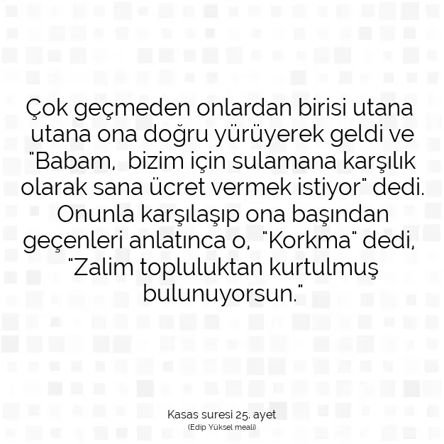 Ayetbul | Kuran Mealleri | Quran | Kasas suresi 25. ayet