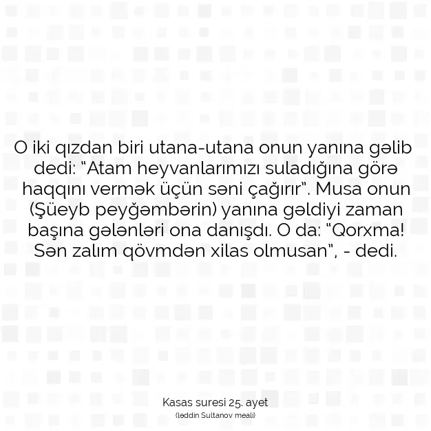 Ayetbul | Kuran Mealleri | Quran | Kasas suresi 25. ayet