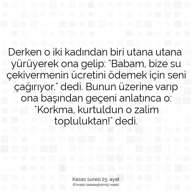 Ayetbul | Kuran Mealleri | Quran | Kasas suresi 25. ayet