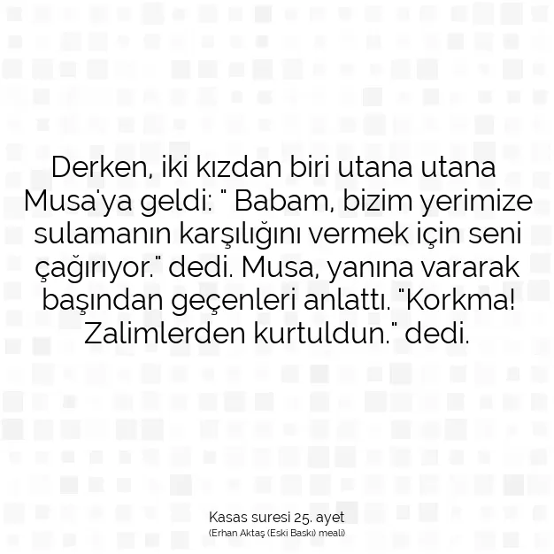 Ayetbul | Kuran Mealleri | Quran | Kasas suresi 25. ayet