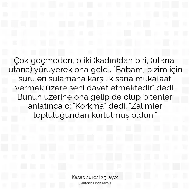 Ayetbul | Kuran Mealleri | Quran | Kasas suresi 25. ayet