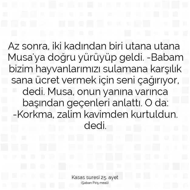 Ayetbul | Kuran Mealleri | Quran | Kasas suresi 25. ayet