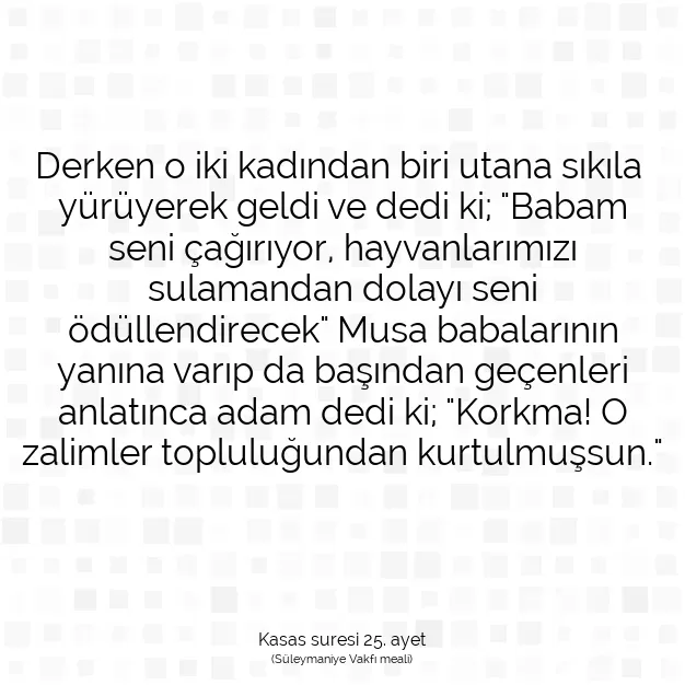 Ayetbul | Kuran Mealleri | Quran | Kasas suresi 25. ayet