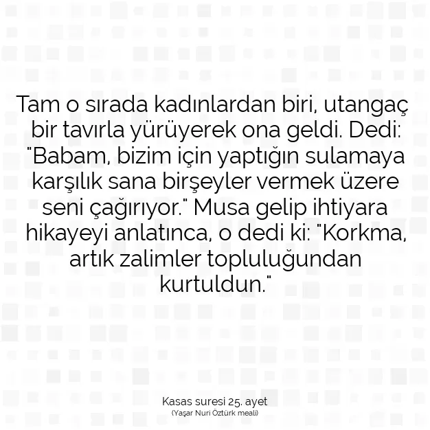 Ayetbul | Kuran Mealleri | Quran | Kasas suresi 25. ayet