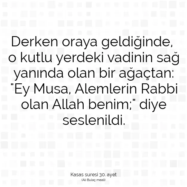 Ayetbul | Kuran Mealleri | Quran | Kasas suresi 30. ayet