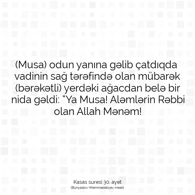 Ayetbul | Kuran Mealleri | Quran | Kasas suresi 30. ayet