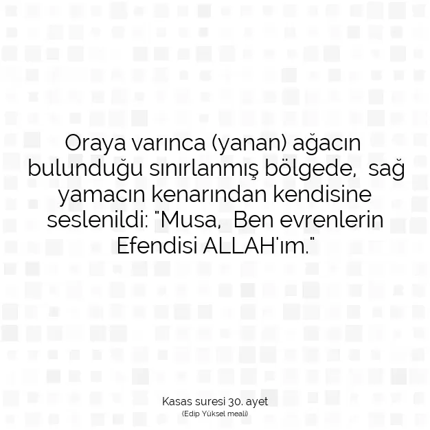 Ayetbul | Kuran Mealleri | Quran | Kasas suresi 30. ayet