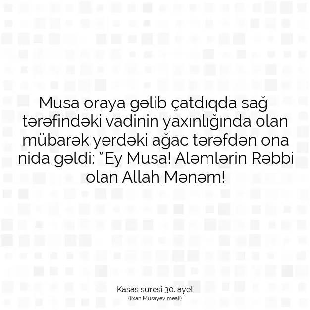 Ayetbul | Kuran Mealleri | Quran | Kasas suresi 30. ayet