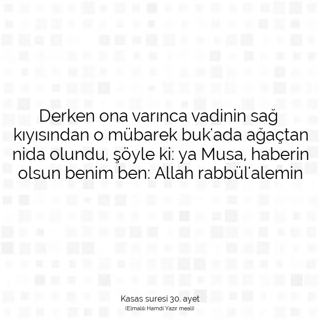 Ayetbul | Kuran Mealleri | Quran | Kasas suresi 30. ayet