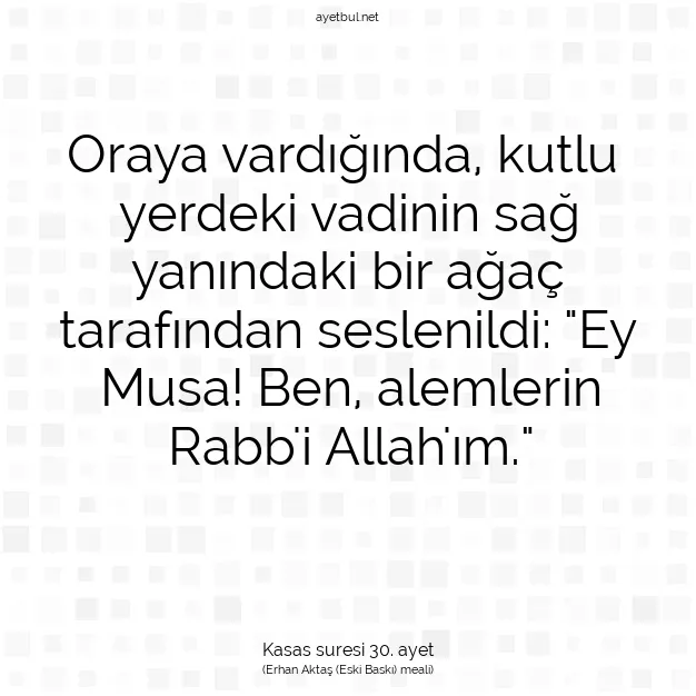 Ayetbul | Kuran Mealleri | Quran | Kasas suresi 30. ayet