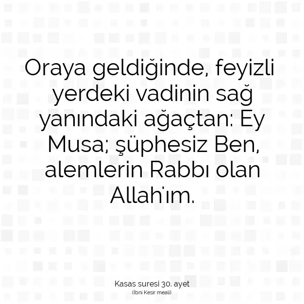 Ayetbul | Kuran Mealleri | Quran | Kasas suresi 30. ayet