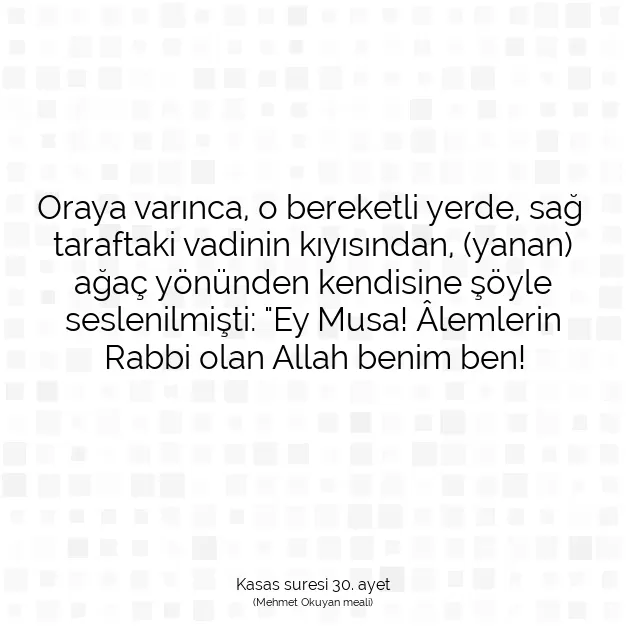 Ayetbul | Kuran Mealleri | Quran | Kasas suresi 30. ayet