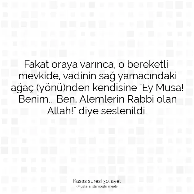 Ayetbul | Kuran Mealleri | Quran | Kasas suresi 30. ayet