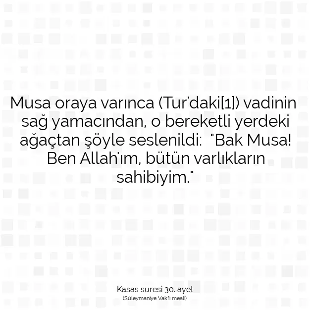 Ayetbul | Kuran Mealleri | Quran | Kasas suresi 30. ayet