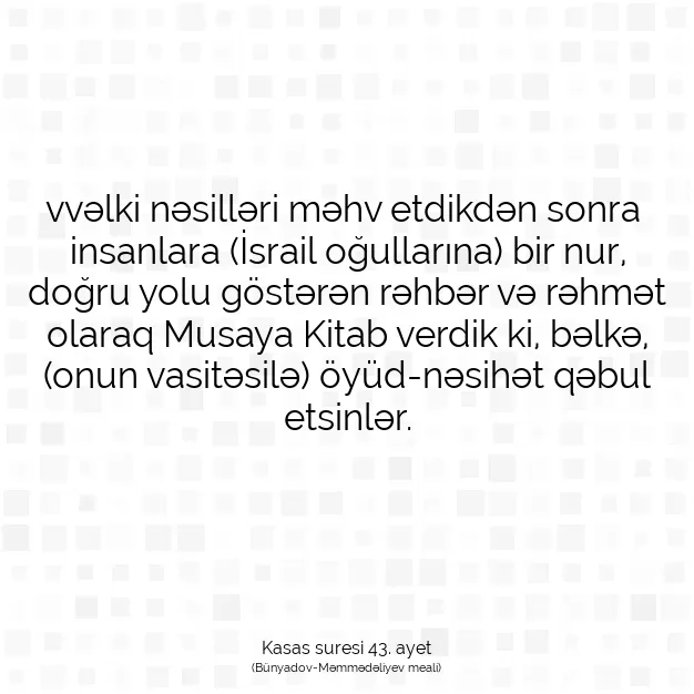 Ayetbul | Kuran Mealleri | Quran | Kasas suresi 43. ayet