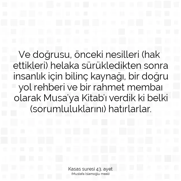 Ayetbul | Kuran Mealleri | Quran | Kasas suresi 43. ayet