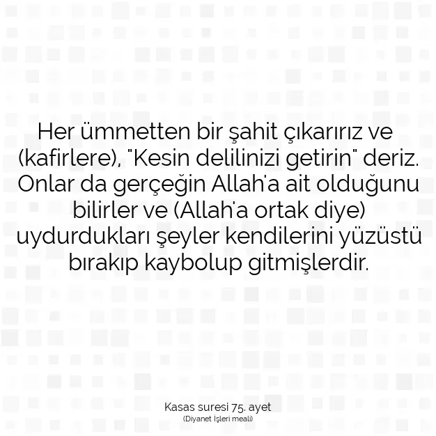 Ayetbul | Kuran Mealleri | Quran | Kasas suresi 75. ayet