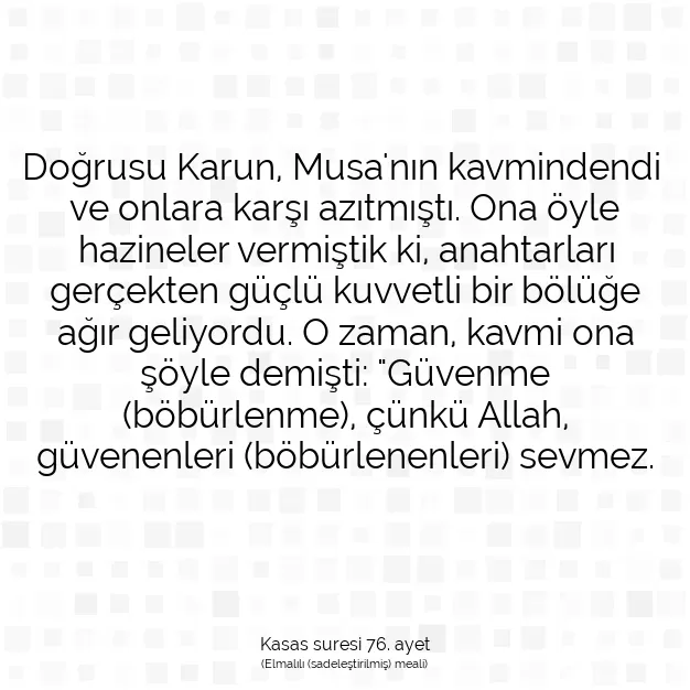 Ayetbul | Kuran Mealleri | Quran | Kasas suresi 76. ayet