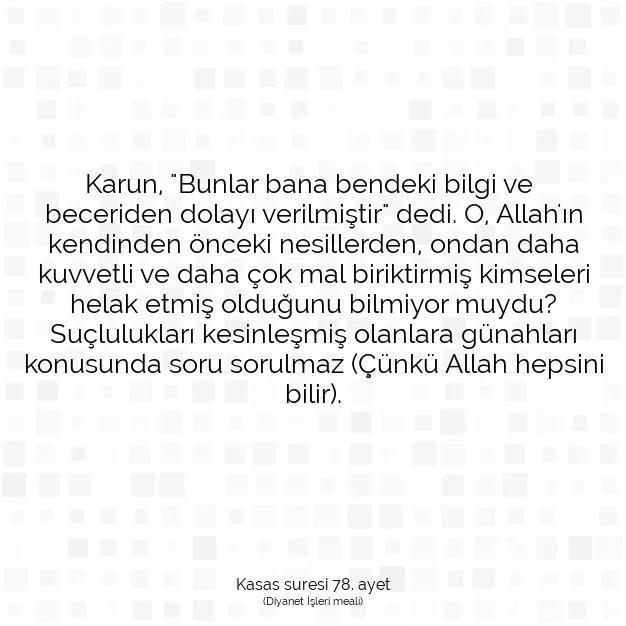 Ayetbul | Kuran Mealleri | Quran | Kasas suresi 78. ayet