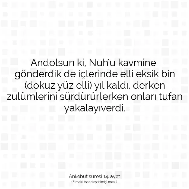 Ayetbul | Kuran Mealleri | Quran | Ankebut suresi 14. ayet