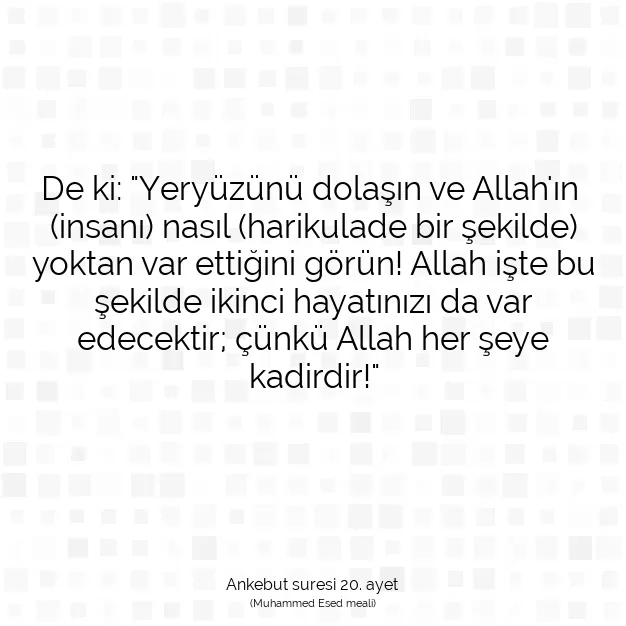 Ayetbul | Kuran Mealleri | Quran | Ankebut suresi 20. ayet