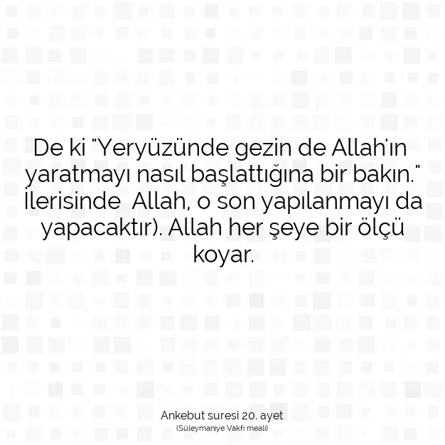 Ayetbul | Kuran Mealleri | Quran | Ankebut suresi 20. ayet