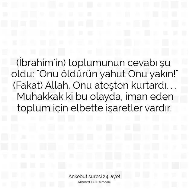 Ayetbul | Kuran Mealleri | Quran | Ankebut suresi 24. ayet