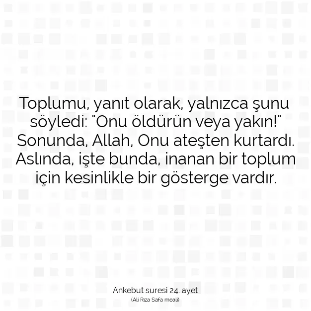 Ayetbul | Kuran Mealleri | Quran | Ankebut suresi 24. ayet