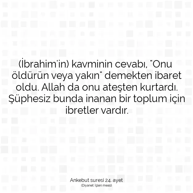 Ayetbul | Kuran Mealleri | Quran | Ankebut suresi 24. ayet