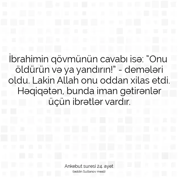 Ayetbul | Kuran Mealleri | Quran | Ankebut suresi 24. ayet